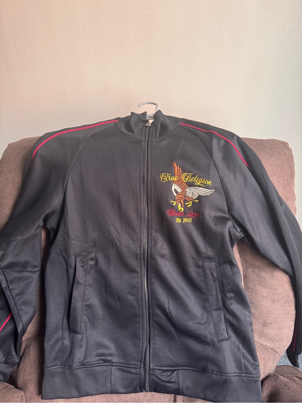True Religion Black Jacket with Pink Trim
